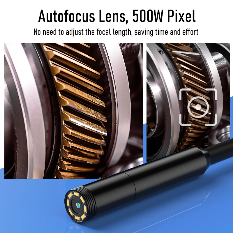 5インチIPSスクリーン内視鏡オートフォーカス8mmカメラ1920P分割設計IP67工業用内視鏡検査カメラ（パイプ、車、下水道用）