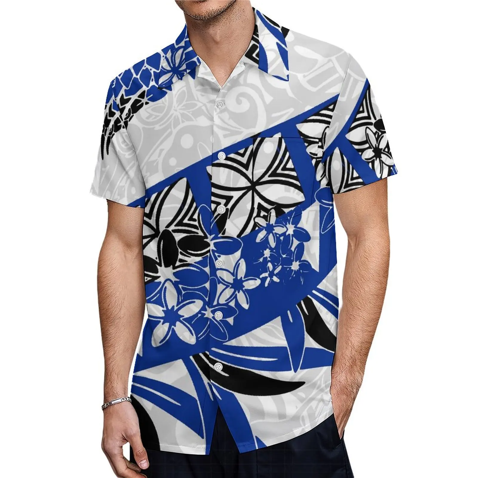 High Quality Breathable Lady\'S Puletasi Dress And Men\'S Aloha Shirt Polynesian Design Patterned Couple Suit