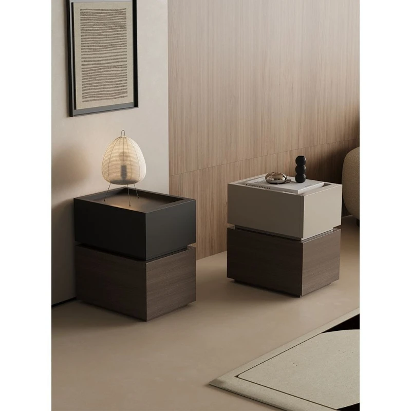 

Bedside table simple modern bedroom household small apartment mini narrow cabinet light luxury bedside table wood