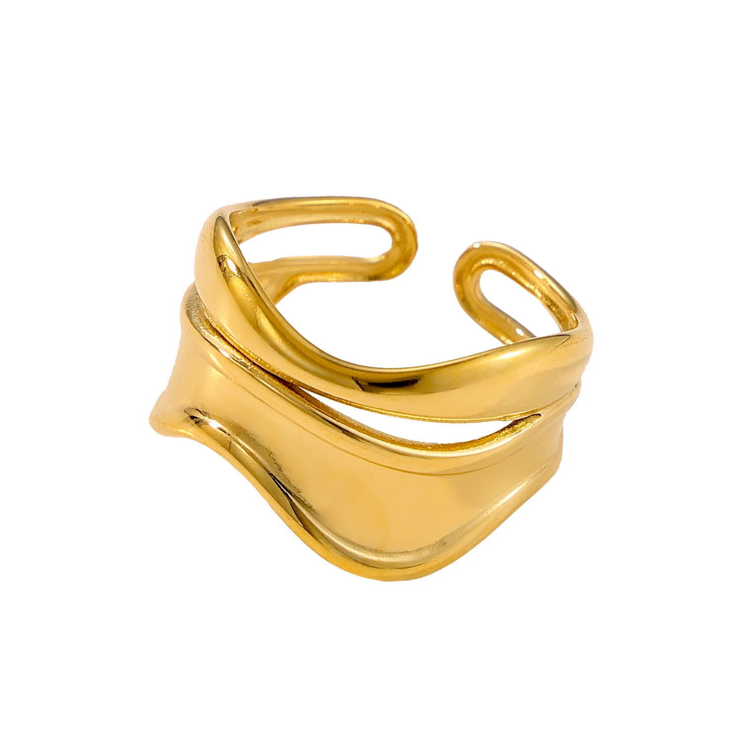 CARLIDANA New Stainless Steel Gold-Plated Open Women's Ring Fashion Boutique Sweet Cool Girl Jewelry Simple Retro Luxury image 2