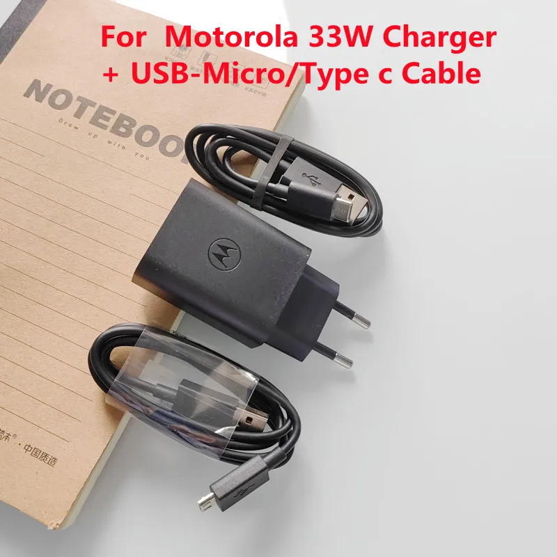 Новинка, зарядное устройство для Motorola 33 Вт, адаптер питания европейского стандарта Micro USB/Type C, кабель для быстрой зарядки для Moto Edge S G30 G50/G 5G Plus/G9/E5