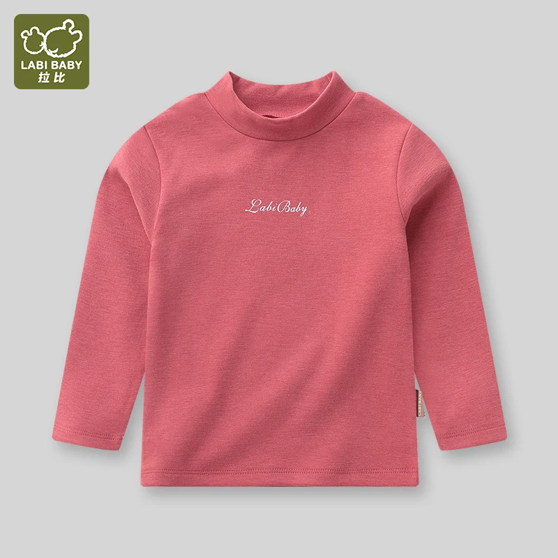 

LABI BABY Girls Turtleneck Red Tops Kids Letter Prints T Shirt Long Sleeve Pullover Toddler Fall Spring Sweatshirt Child Clothes