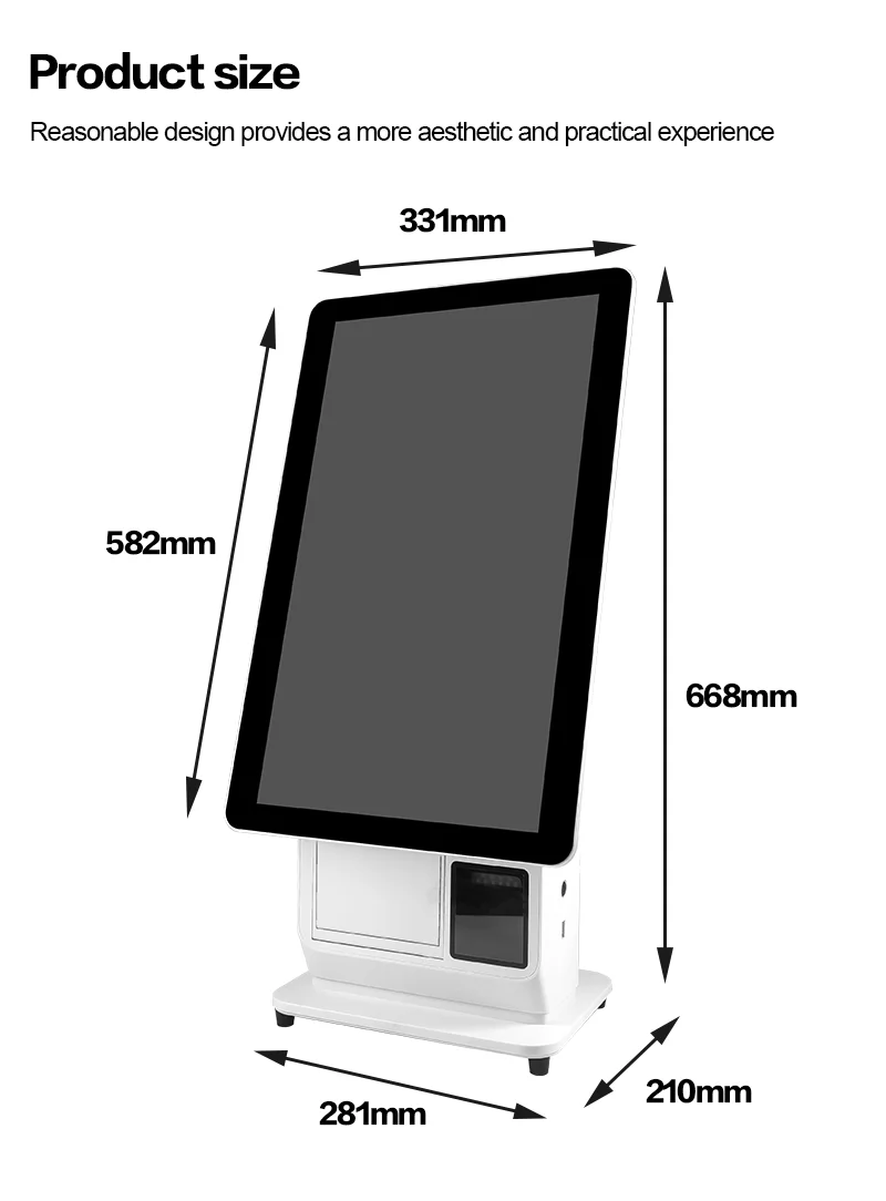

Cash Register Kiosk Touch Monitor Screen 1920*1080 IPS All In One Pos Pos Machine With Thermal Printer