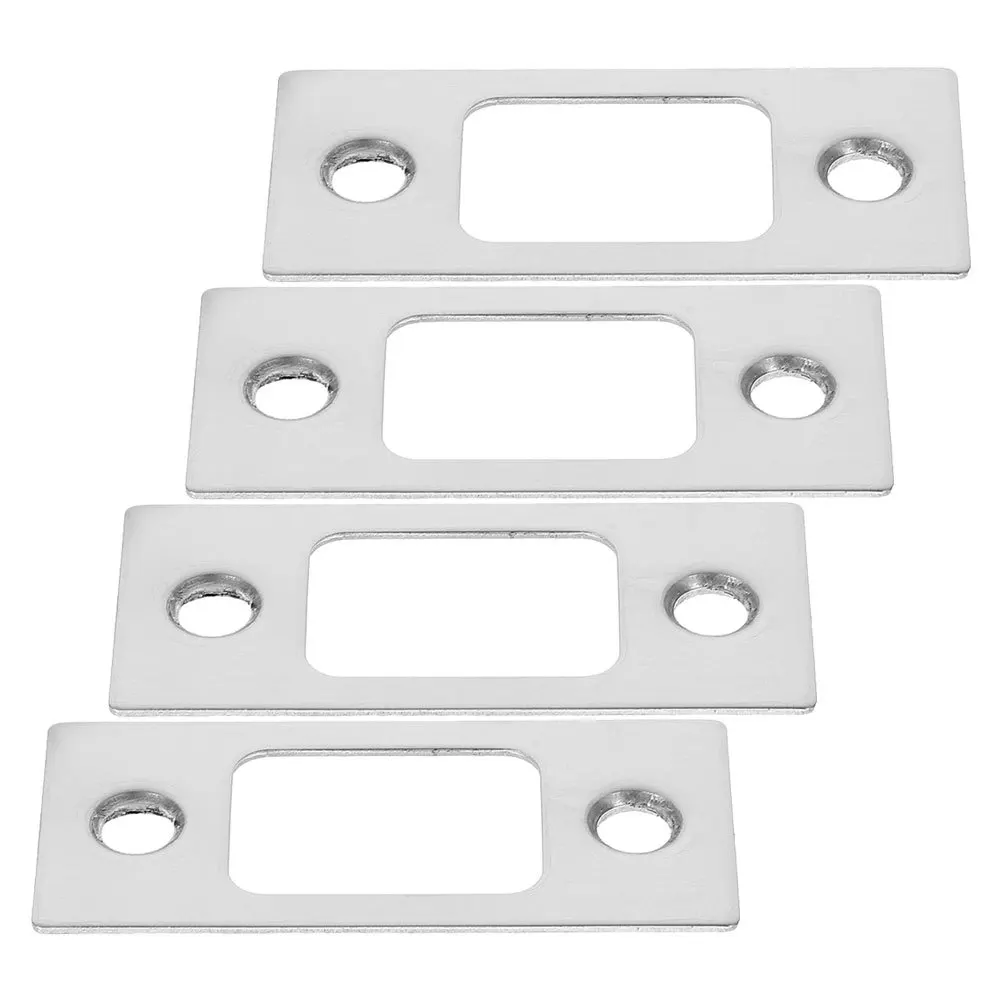 

4Pcs Stainless Steel Deadbolt Cover Plates Door Reinforcement Security Accessories Easy Install Strike Plate Door Strike Plate