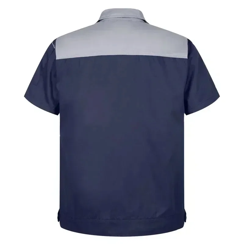 Heren Dames Werkjas met korte mouwen Werkplaatsoverhemden Motormonteur Uniform met T-shirts met twee zakken Heren Werkplaatsoveralls Top