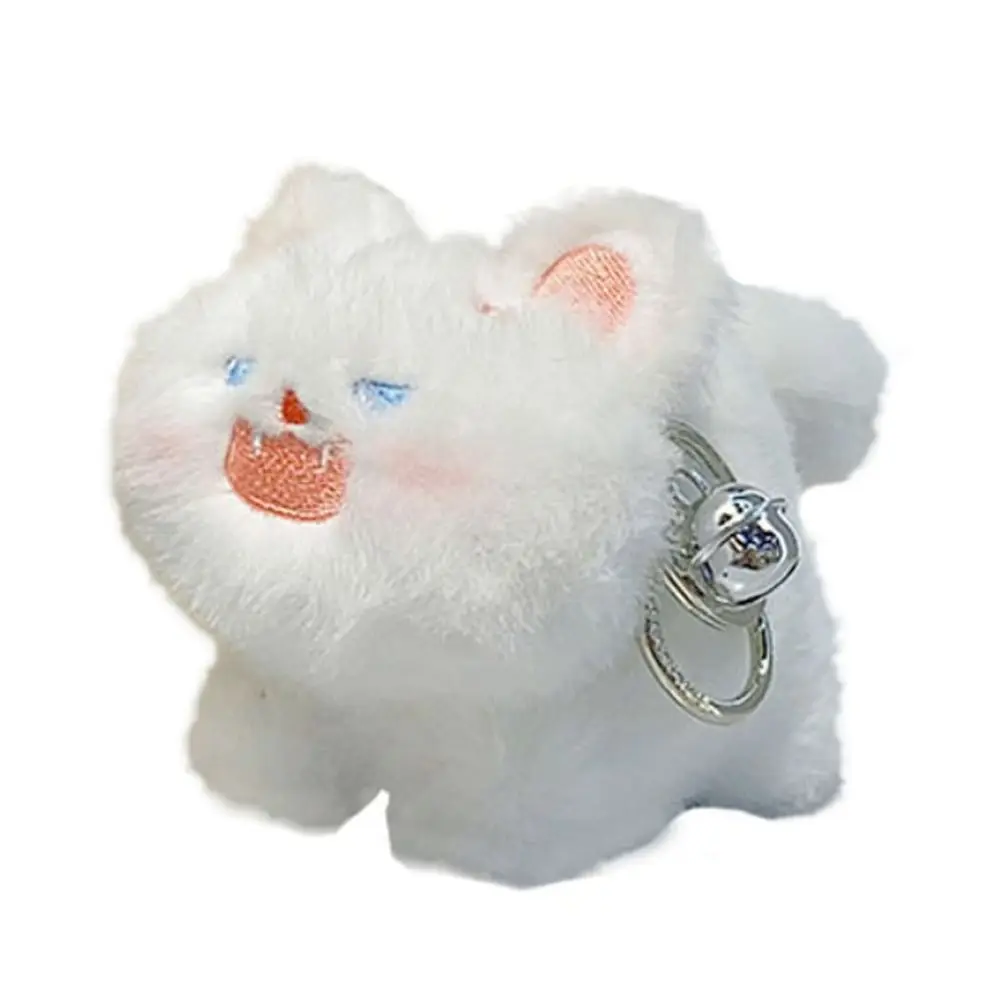 LLavero de peluche de gato que mueve la cola, decoración de bola con pompón, llavero de muñeco de peluche de gato, colgante de peluche suave para niñas