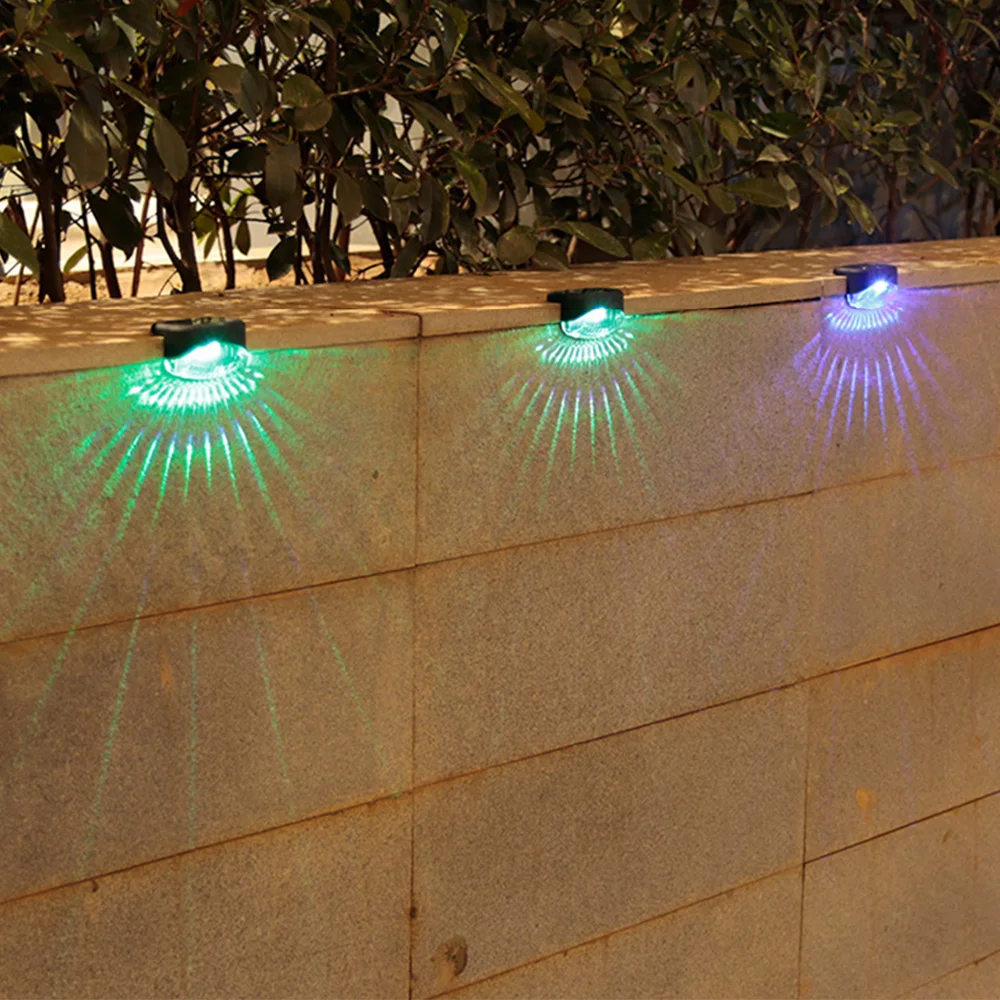 4PCS LED พลังงานแสงอาทิตย์บันไดโคมไฟกลางแจ้งรั้วสวนไฟ Pathway ลานขั้นตอนโคมไฟพลังงานแสงอาทิตย์ Night Garden ภูมิทัศน์โคมไฟ
