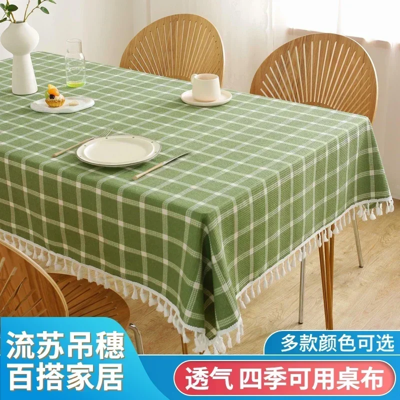 

Fabric tablecloth, desk, dining table cloth, coffee table cloth, plaid rural style household