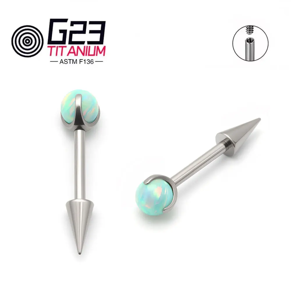 G23 التيتانيوم الداخلية الخيوط أوبال جوهرة شقة الظهر الأذن مربط الزنمة الغضروف اللولب القرط ثقب المجوهرات