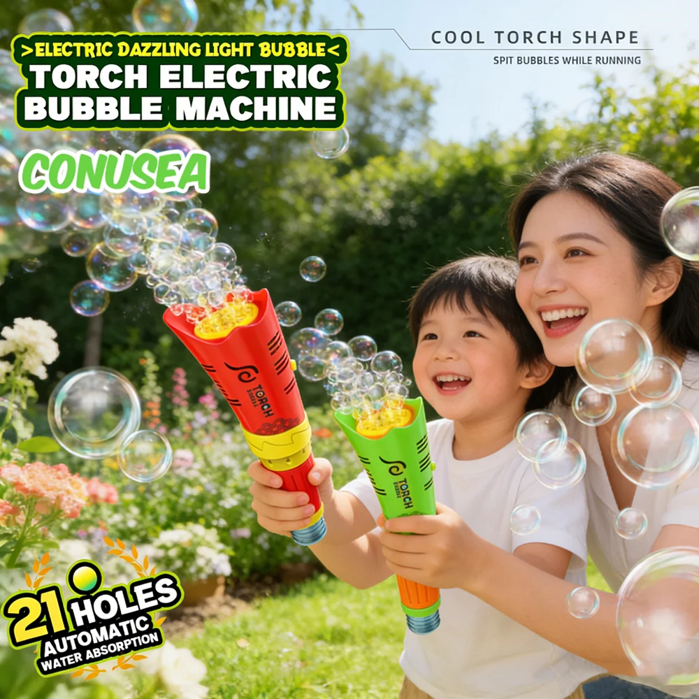 電気トーチバブルガンマシン 音楽付き 自動シャボン玉ガン 男の子 女の子 子供用 屋外ゲーム パーティー用