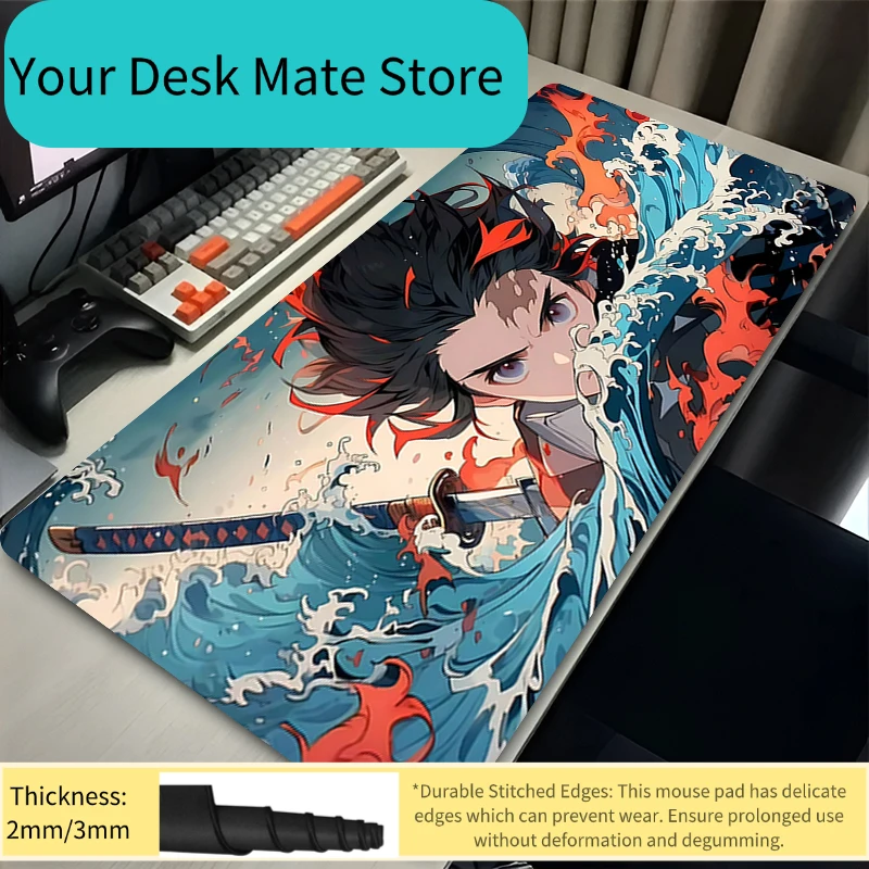 

Anime MousePad Gamer New Large Custom Kamado Tanjiro Mousepad D-demon Slayer Desk Mat Office Computer Accessories Mouse Mat