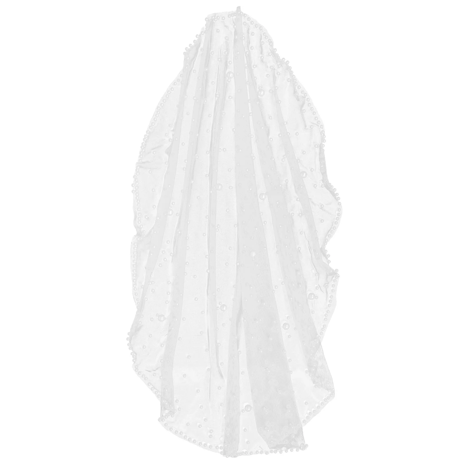 Vintage Pearl Veil Fabric Long Veils for Brides Romantic White Wedding Cathedral Gauze Modern