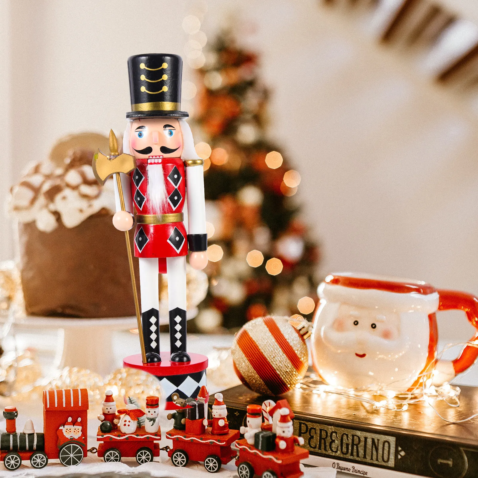 

Wooden Nutcracker Adornment Xmas Themed Decorative Ornament Christmas Holiday Decoration Classic Nutcracker Soldier Decor