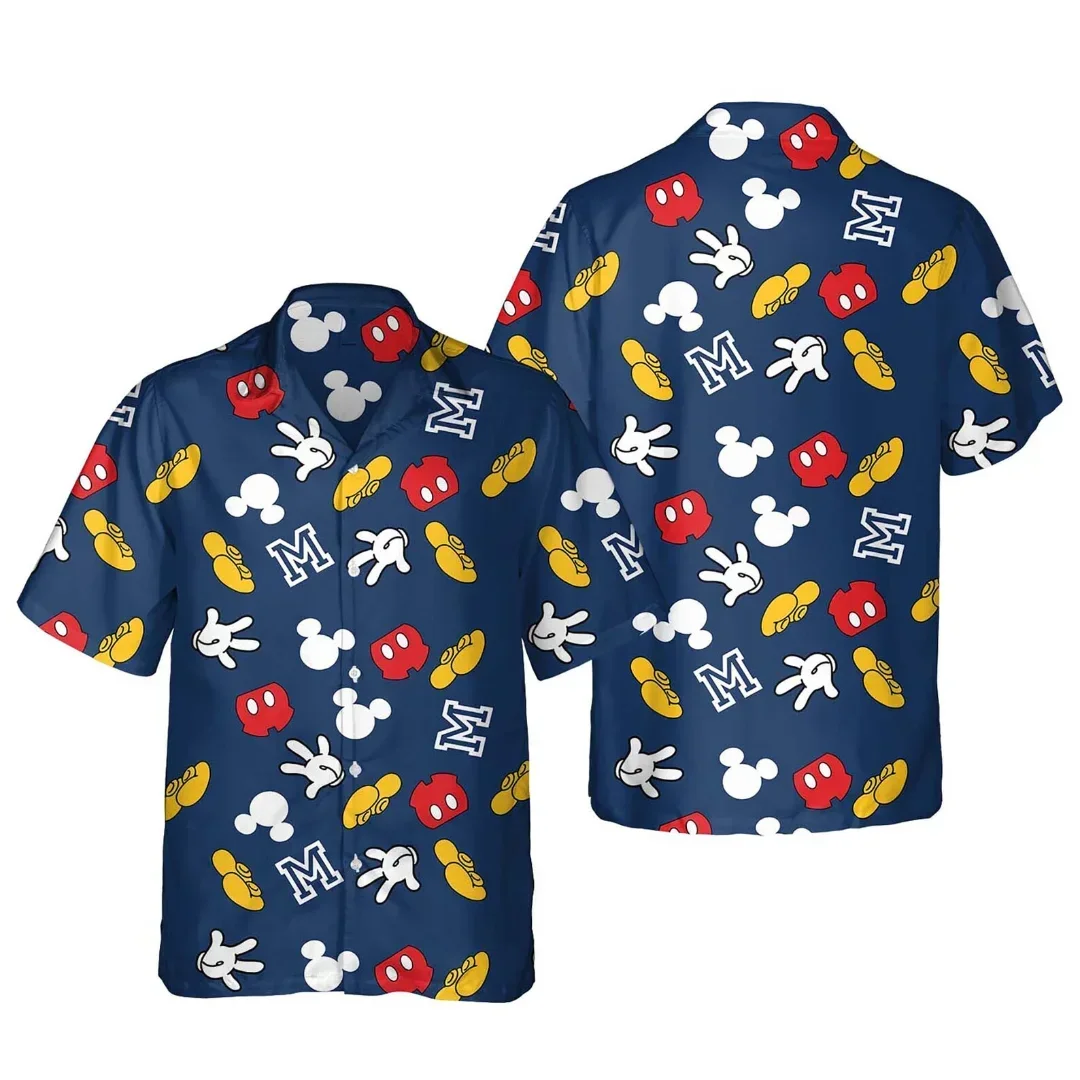 Camisas hawaianas de Mickey y Minnie para hombre y mujer, camisas de manga corta informales, camisas hawaianas de Disney, camisas de playa a la moda