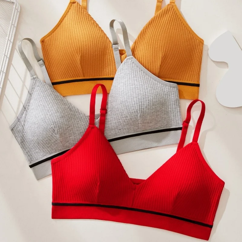 Frauen Rohr Tops Draht Freies Baumwolle Bhs Weibliche Nahtlose Unterwäsche Einfarbig Dessous Mädchen Atmungsaktive Sexy Cropped Top