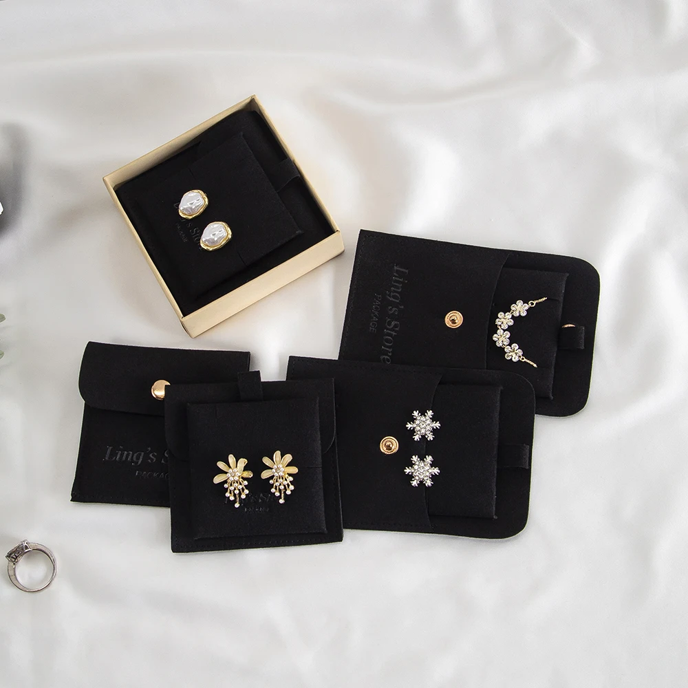 

20/50/100 компл., роскошный черный персонализированный логотип 8x8 см, сумка-защелка для ювелирных изделий, вставка 6x6 см, карта для серег, ожерелья, подвески, шпильки, упаковка