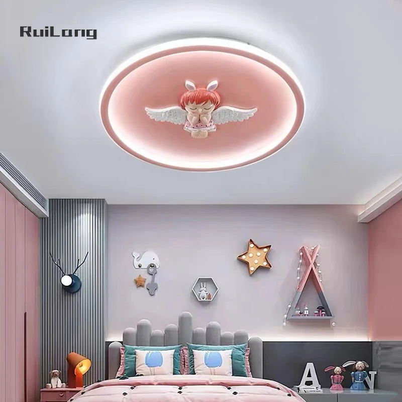 

Cartoon Angel Baby LED Ceiling Light For Girl Room Princess Bedroom Ceiling Lamp Children Nursery Cute Pink Chandelier Kids Lamp