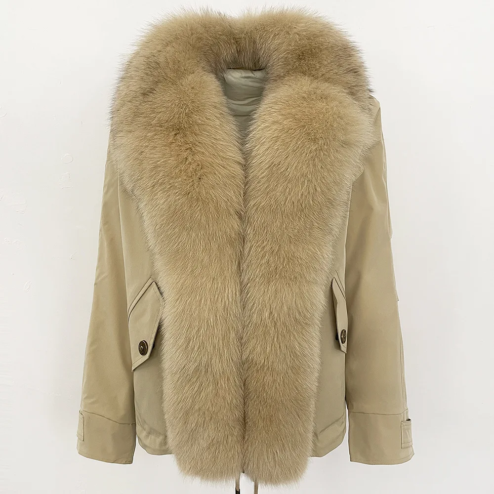 سترة سترة من فراء الثعلب الطبيعي معطف أبيض من ريش البط للنساء سترة سميكة عصرية للثلج مع معطف بياقة من فرو الثعلب الحقيقي #3