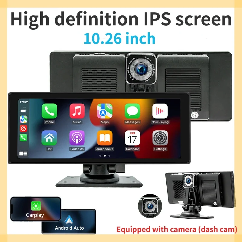 

10.26" IPS Screen Touch Display Car Monitor with Wireless carplay and Android Auto Navigation Adapter rear view camera auto