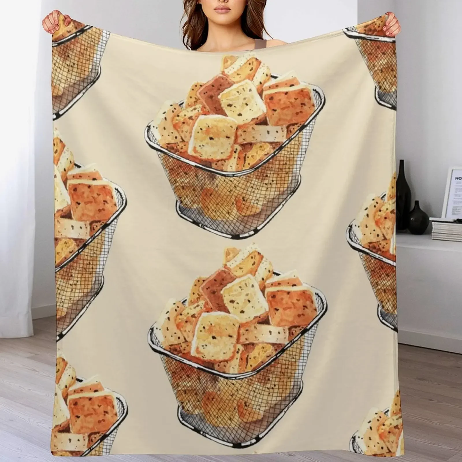 

Crunchy Garlic Croutons Throw Blanket Sofa Quilt Plaid on the sofa Fashion Sofas Blankets