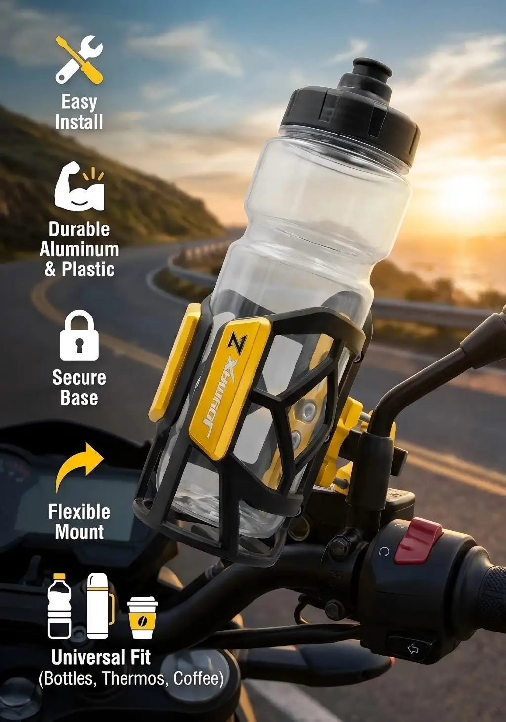 

Для SYM JOYMAX Z 300 Z300 JOYMAXZ300 2018 2019 2020 2021 2022 2023 Универсальный высококачественный держатель для напитков/воды для мотоцикла