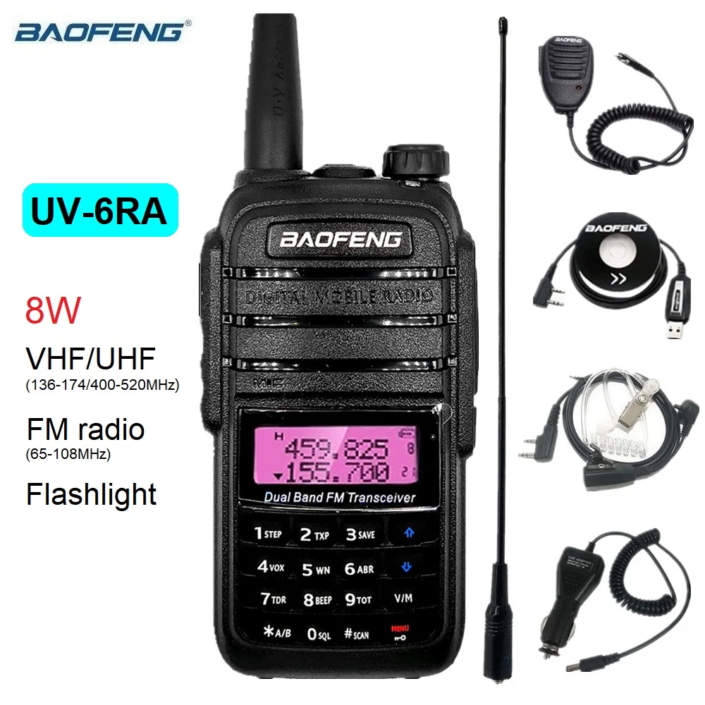 

Walkie Talkie 8W Baofeng UV-6RA Ham Radio Stations Dual Band CB Radio Scanner VHF UHF hf Transceiver UV 6RA Long Range for Hunt