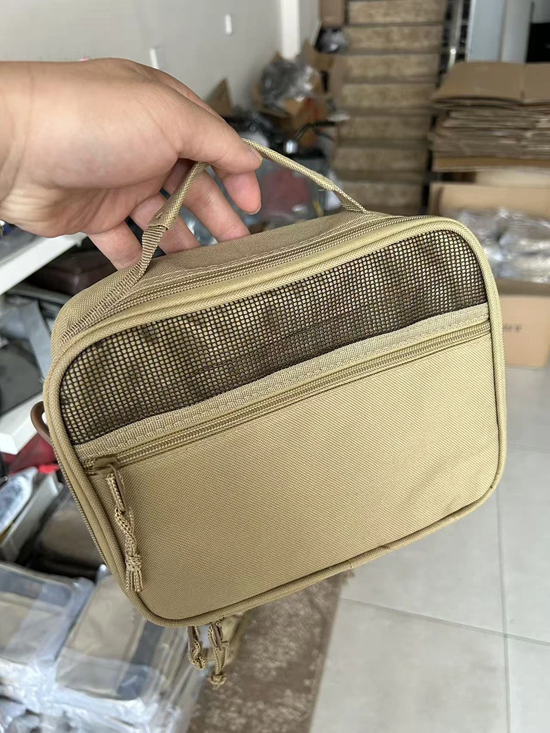 Tragbare Herren-Toilettentasche aus Oxford-Gewebe, Khaki, Reise-Organizer mit mehreren Taschen, hängende Waschtasche für Outdoor-Aktivitäten, Angeln und Kurzreisen – Detail 18