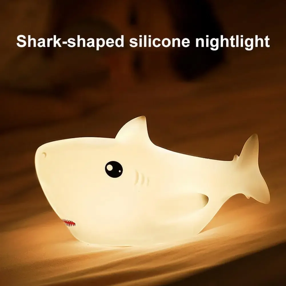 Night Light Adorable Appearance Creative Shape Decorative Lovely Cartoon Shark LED Lamp Bedside Light Decor Shark Night Lamp