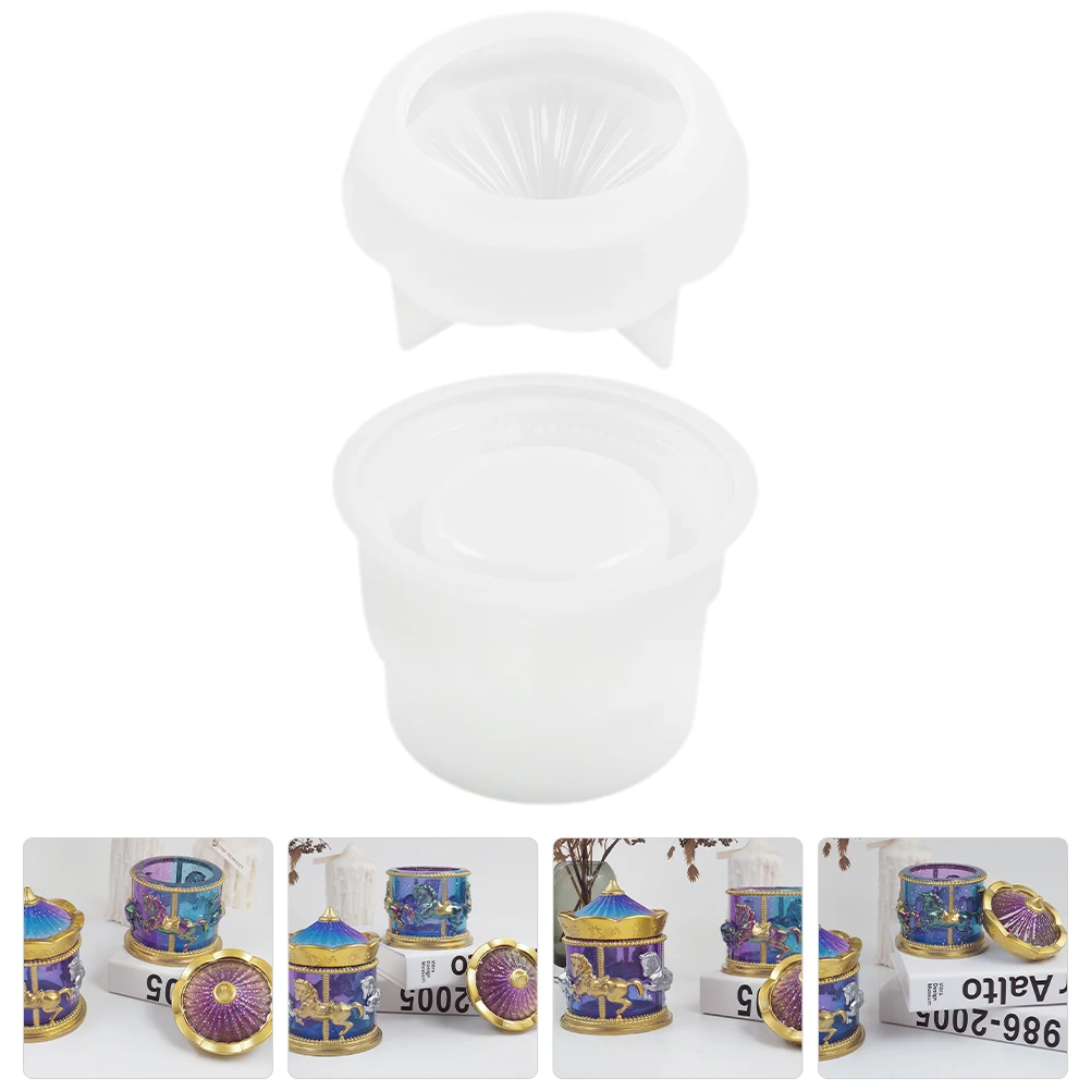 

1 Set Of Rotating Carousel Storage Box Silicone Mold Diy Epoxy Casting Crafts Molding Tool Durable Reusable Easy Clean Cost