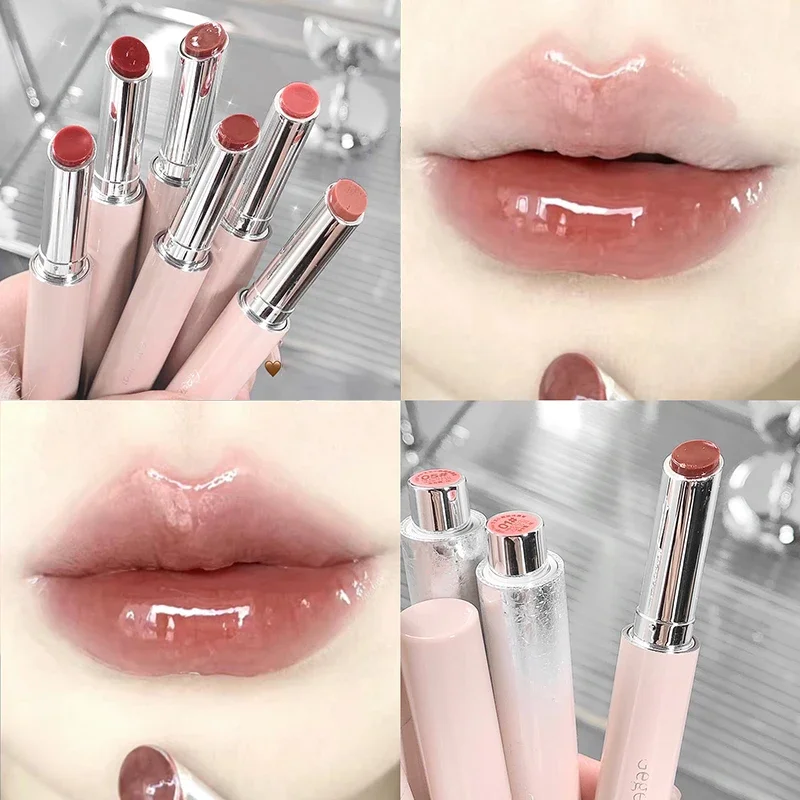 Solid Lip Gloss Moisturizing Jelly Water Mirror Lipsticks Natural Long Lasting Hydrating Lips Tint Nude Red Lip Glaze Cosmetics