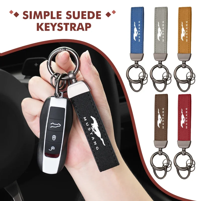 

For Mustang Car Keychain Suede Metal Key Ring Multi Function Key Holder Fiesta Kuga Edge Mondeo ST Mondeo Shelby GT Fender