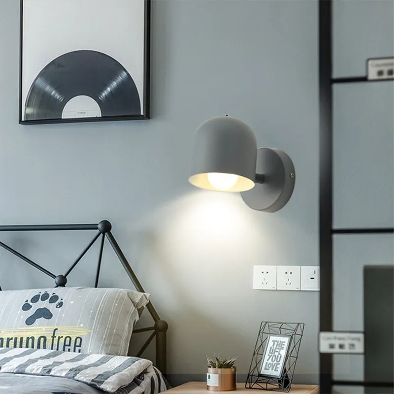 Room Wall Lights Wall Decor Nordic Bedside Wall Lamps Macaroon Steering Head Wood Hanging Sconce Living/Bedroom Reading Lighting view 3
