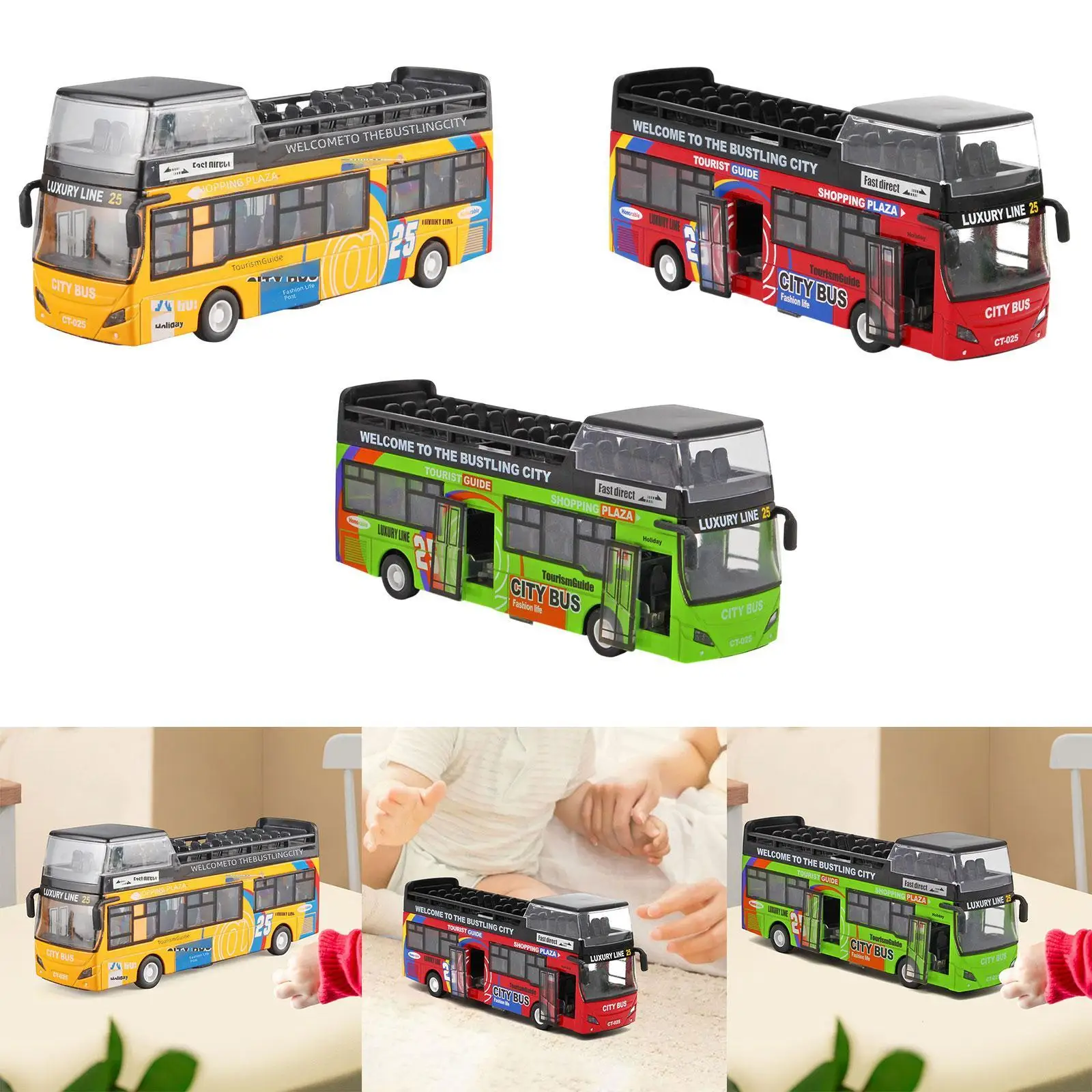 

City Sightseeing Double Decker Bus Toy City Bus for Kids Gift for Birthday