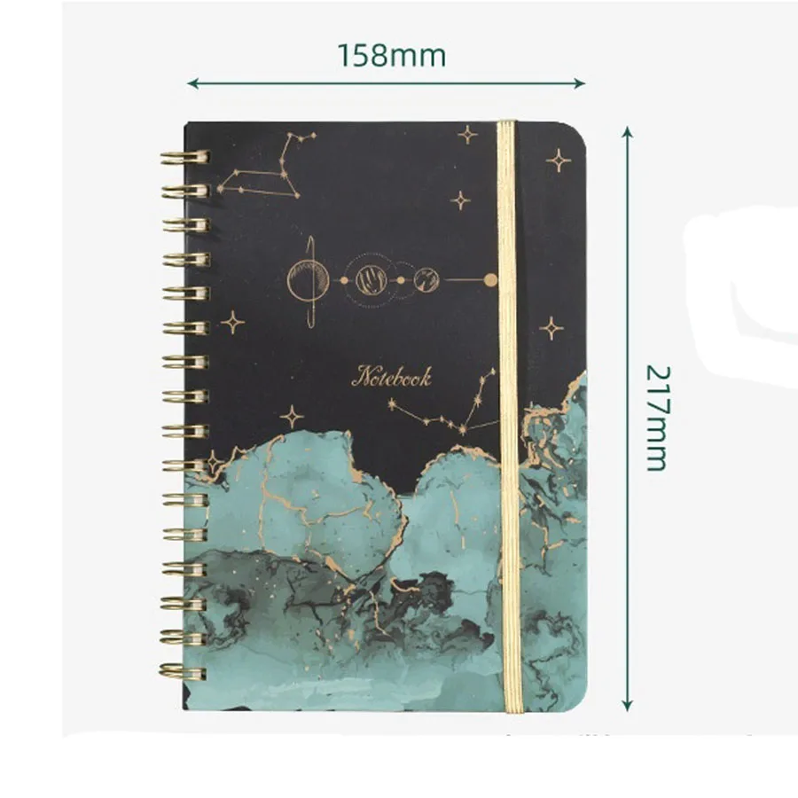 160 sheets Planner Starry Sky Notebook Journals A5 Diary Coil Strap Notebook Line Loose Leaf Book Office School Stationery for G