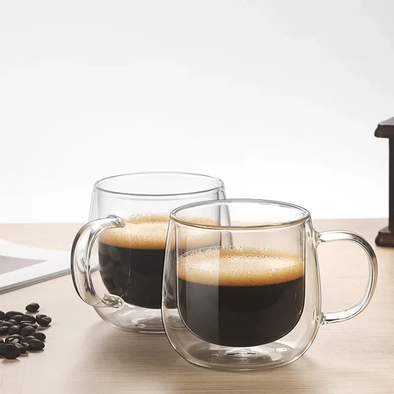 Heat-Resistant Double Wall Glass Cup Beer Coffee Cup Set Handmade Beer Tumbler Mug Tea Whiskey Mugs Transparent Drinkware