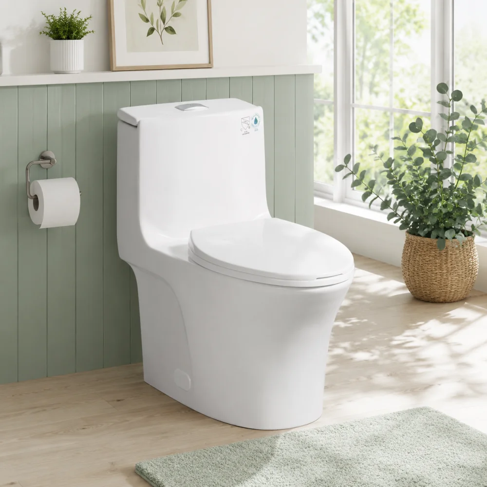 Water-Efficient Dual-Flush One-Piece Toilet 1.1/1.60 GPF Elongated Comfort Height Soft Closing Seat Included Floor Mounted ADA Compliant