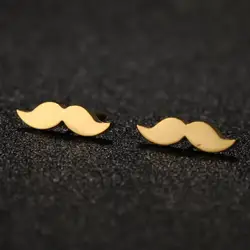 Jisensp Funny Mustache Beard Stud Earrings for Women Cute Beard Pattern Stainless Steel Earrings Party Jewelry Friendship Gift