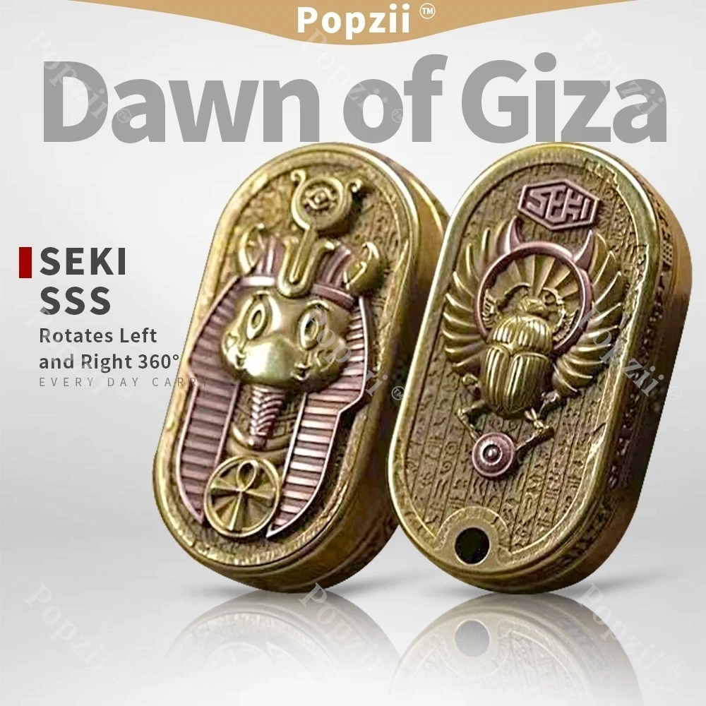 

SEKI&SSS Dawn of Giza Rotates Left and Right 360° Mechanical Push Slider Brass Fidgeting toy Table Ornament Anxiety Toys