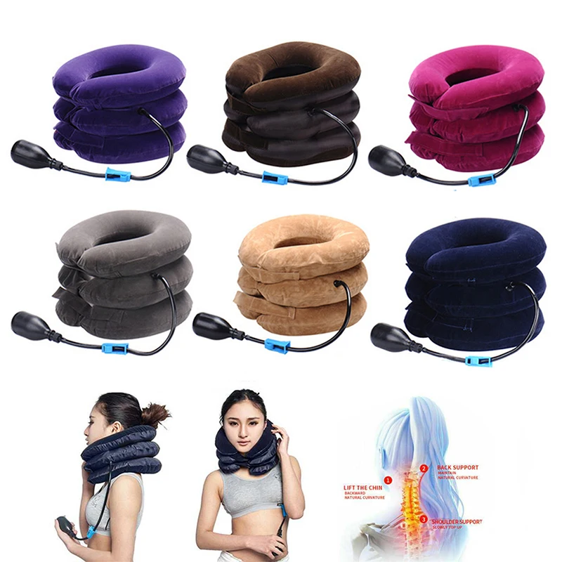 الهواء نفخ المحمولة عنق الرحم الجر طوق هدفين وسادة بتقويم العمود الفقري لتخفيف الآلام وسادة الرقبة دعم حماية نقالة #1