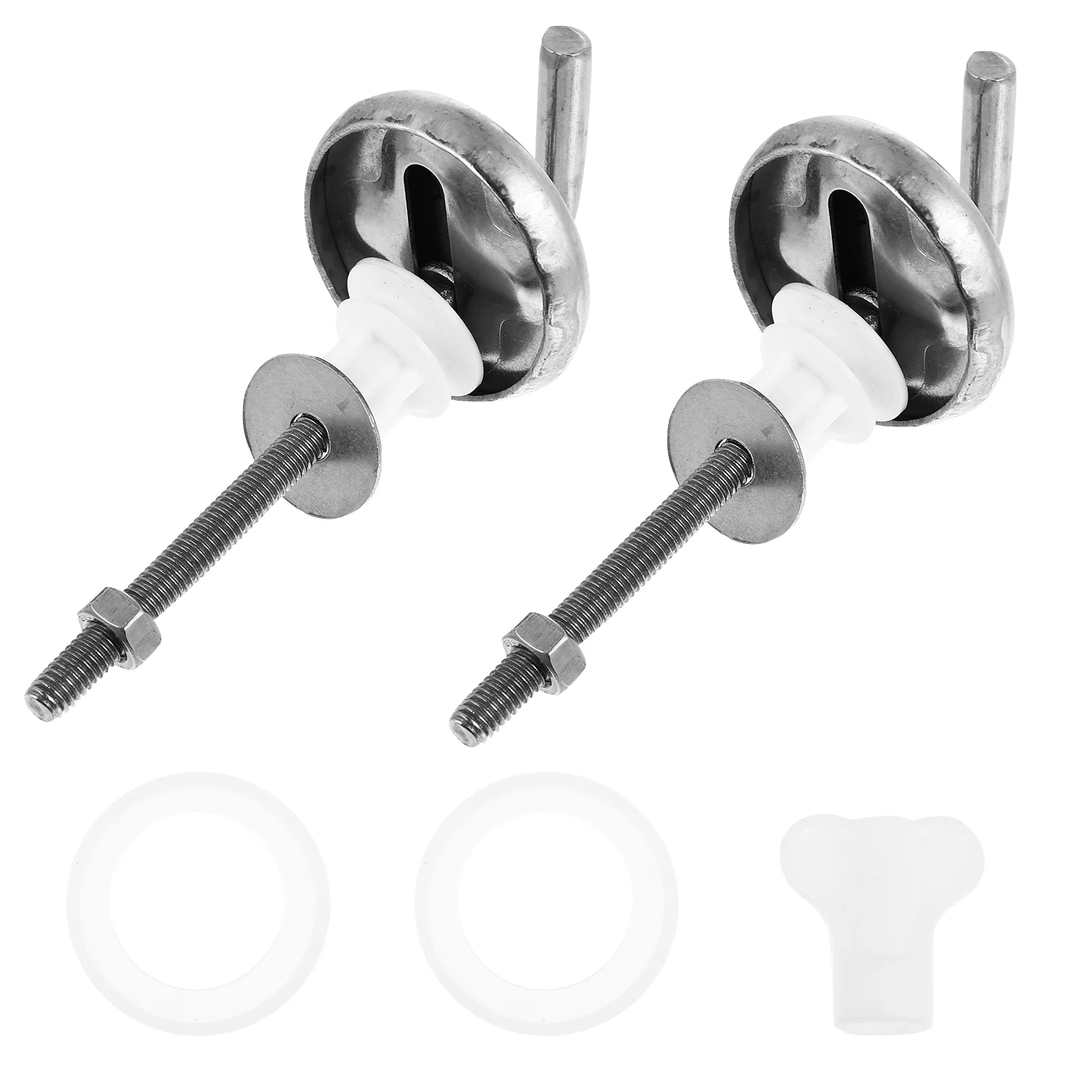 

2 Pcs Toilet Lid Hinge Replacement Screws Keychain Tweezers Home Seat Fixing Pump Water Bolt