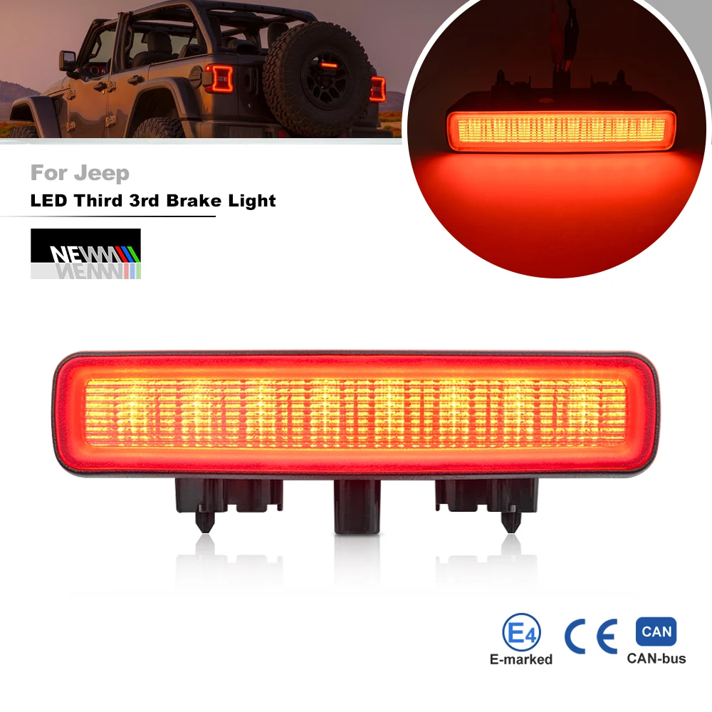 

OE-Spec For Jeep Wrangler JL 2018-2021 Led High-Mount Third 3rd Brake Light Rear Stop Tail Waring Lamp OEM# 68281930AA