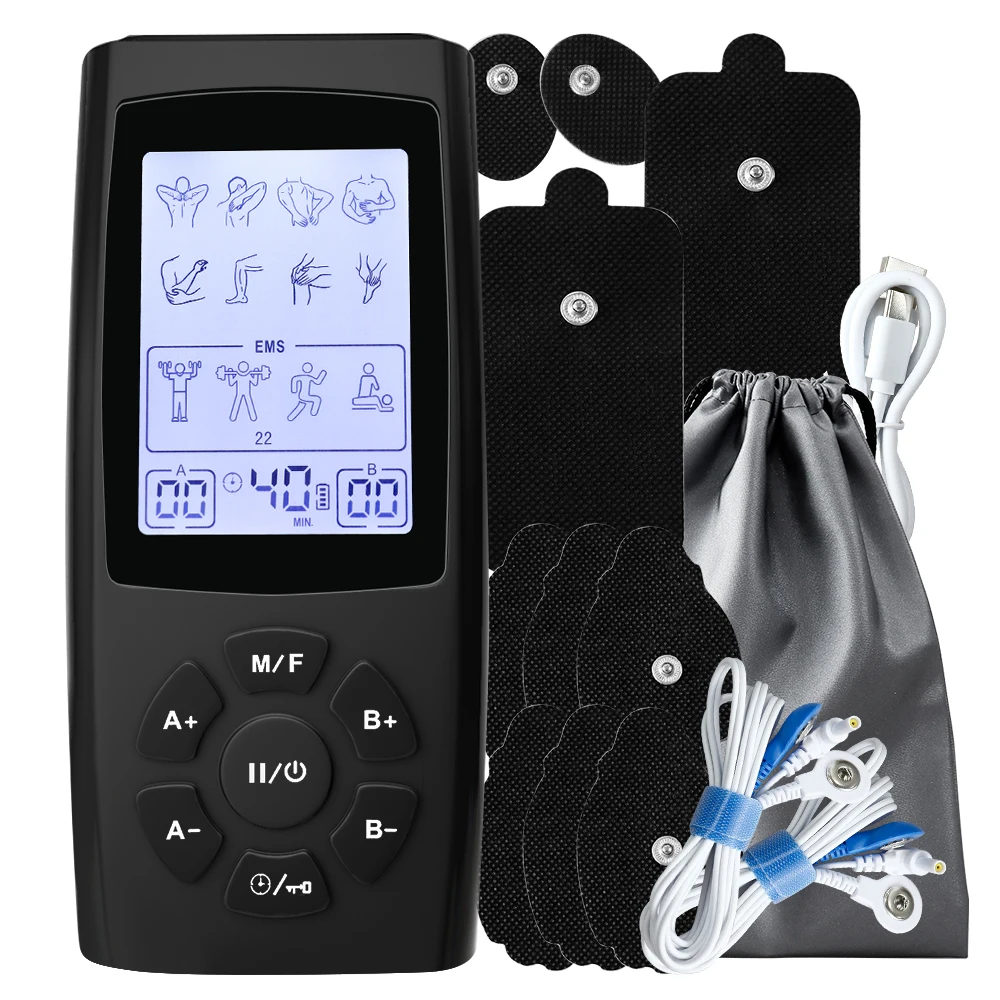 

28 Modes TENS EMS Unit Muscle Stimulator for Pulse Pain Relief Rechargeable Portable Dual Channel 40 Intensity Body Massager