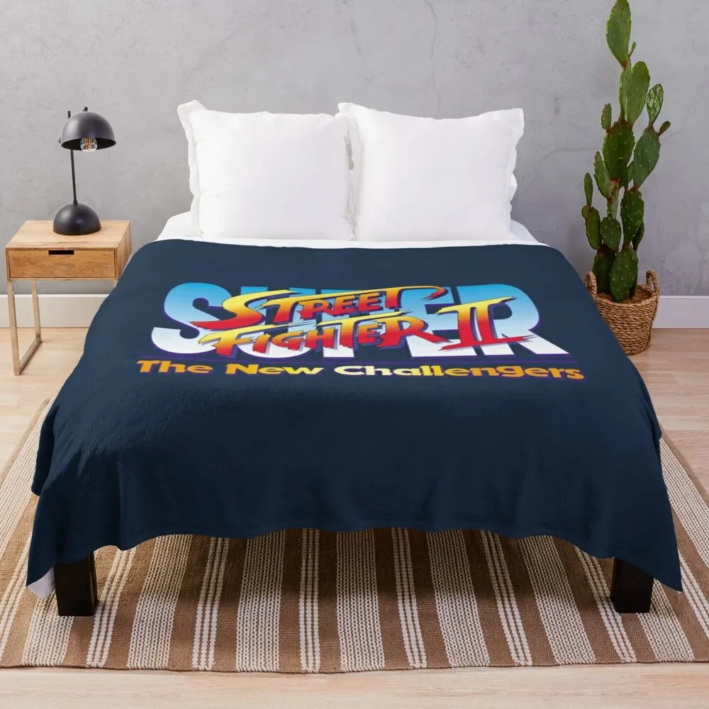 Super Street Fighter II Vintage Video Game Logo Throw Blanket Air Conditioner Soft Blanket for Office Home