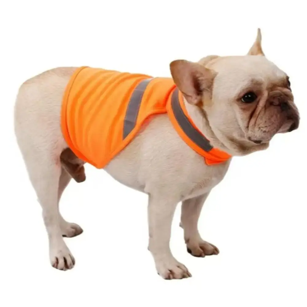 Reflective Dog Safety Vest Adjustable Breathable Puppy Visibility Jacket Bright Orange Protective Pet Fluorescent Clothes