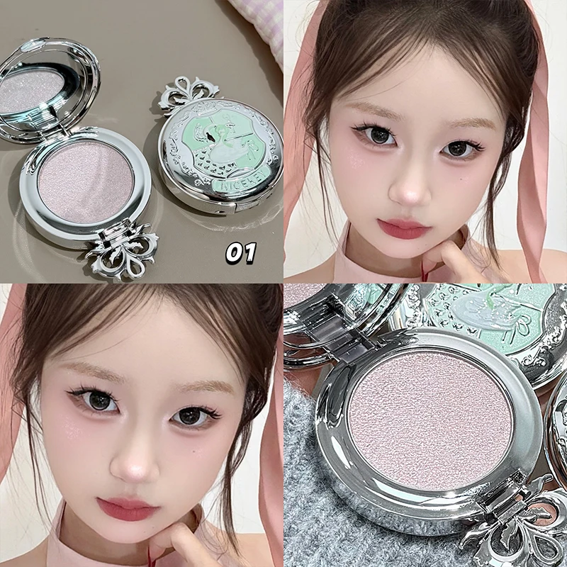 NICEKEY Monochrome Highlighter Champagne Gold Glitter Brighten Shiny Eye Makeup Diamond Shimmer Eyeshadow Palette Contouring