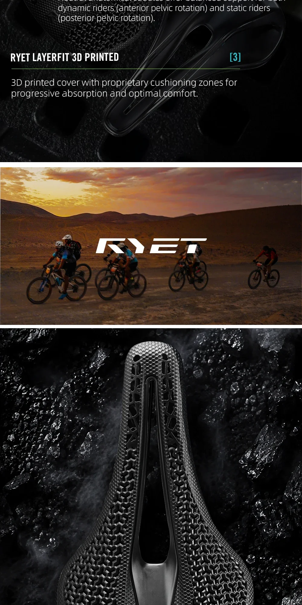 2026 RYET K106S 3D-gedruckter/VCM Carbon Fahrradsattel 168g Ultraleicht T800 Schienen MTB Rennrad Gravel 240*145mm Fahrradsitz Fahrradteile – Detail 9