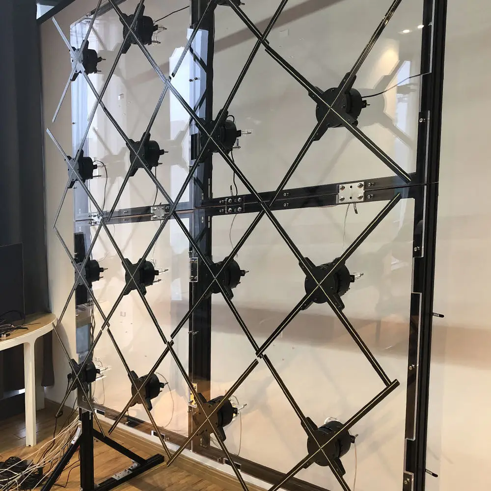 2025 موضة عالية الدقة ثلاثية الأبعاد الهولوغرام مروحة الجدار 65 سنتيمتر الربط 4*4 4*3 ثلاثية الأبعاد الهولوغرام مروحة العارض جدار الإعلان Led مروحة الجدار