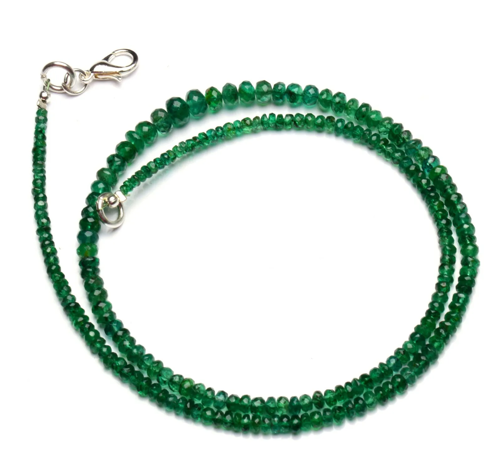 

Натуральный драгоценный камень Замбия AAA Изумруд от 3 до 5,5 мм Ожерелье из граненых бусин Rondelle 17 дюймов