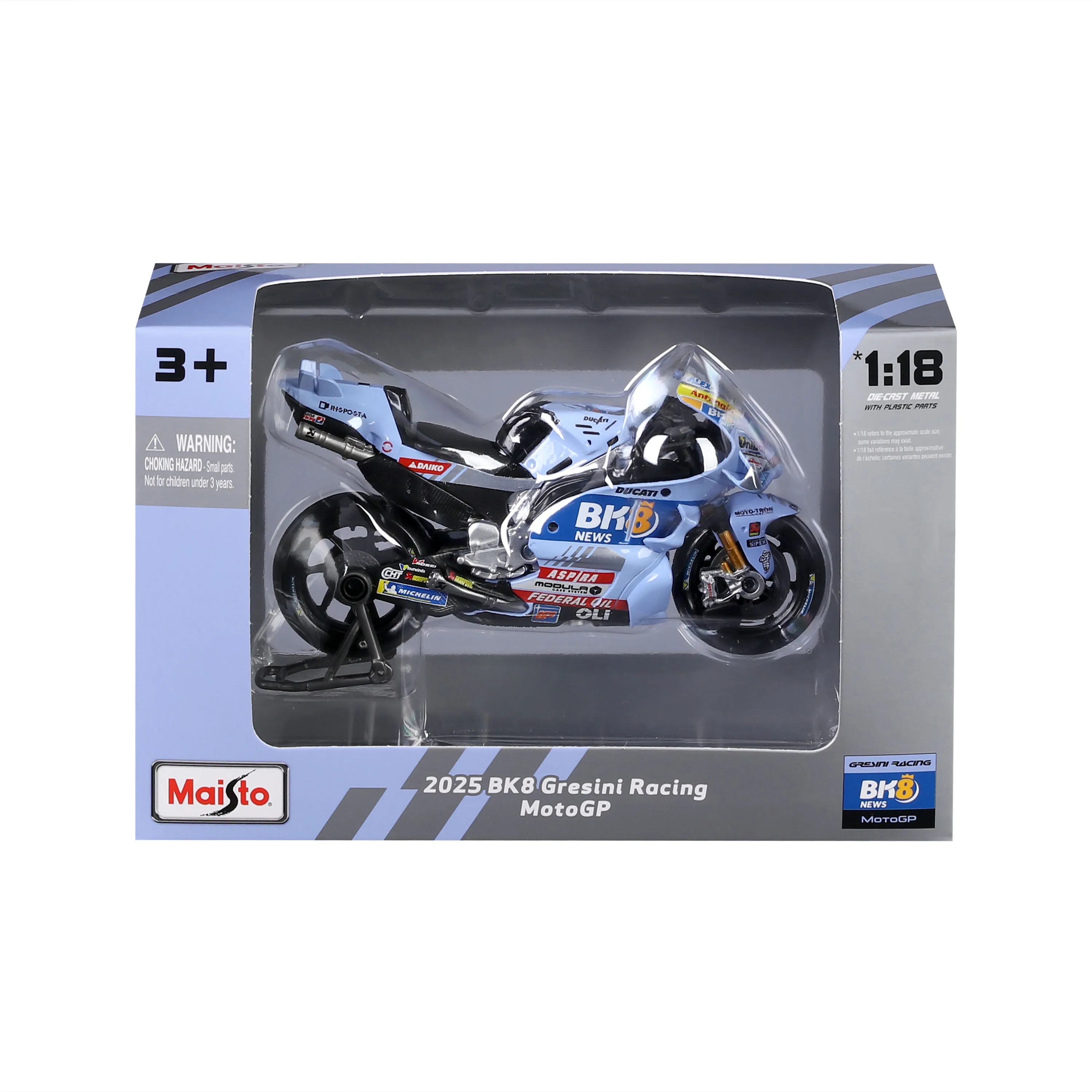 Maisto 1:18 # 73 Alex Marquez # 54 Giannantonio 2025 BK8 Gresini Racing Moto GP Motorradmodell aus Gusslegierung, Sammlerstück, Geschenk, Spielzeug – Detail 6