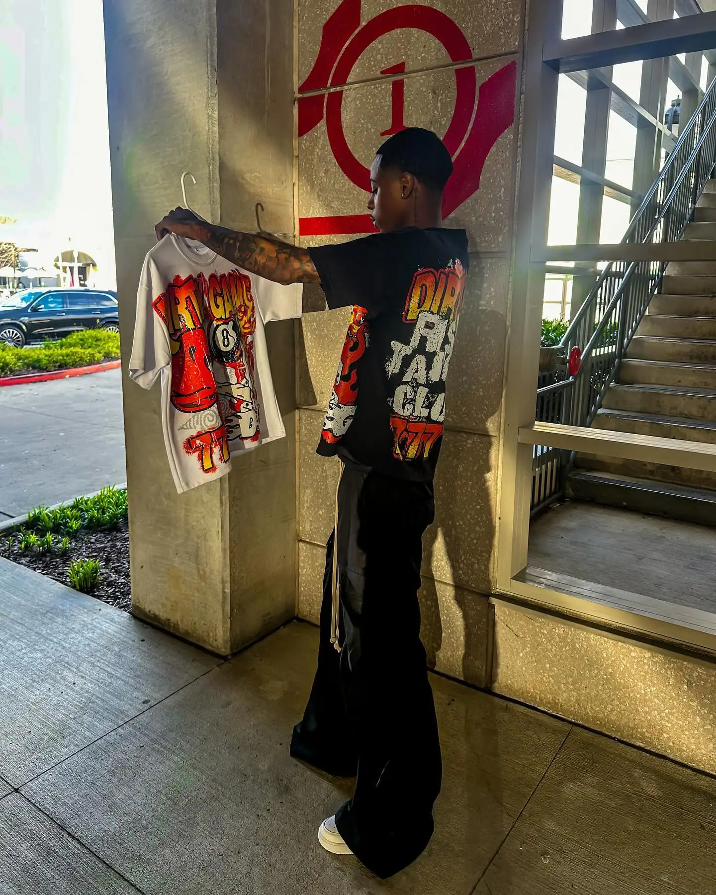 

Men's DIRTY GAME 777 Graphic Cotton T-Shirt Black Fashion Street Hip-hop Rock Crew Neck Short Sleeve